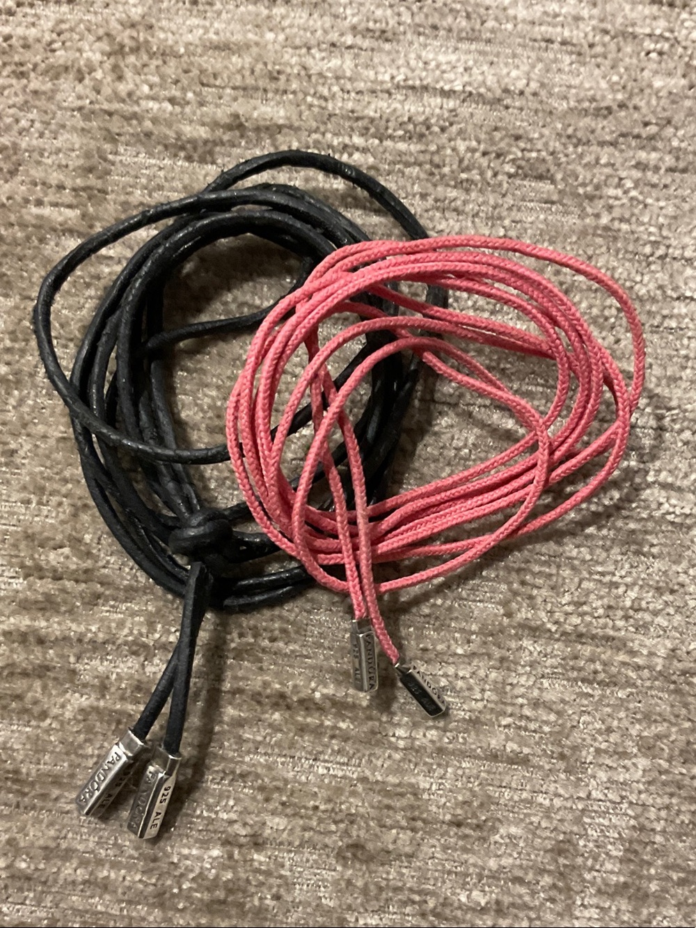 Retired Pandora Wrap Necklace/Bracelet Duo - Black & Pink